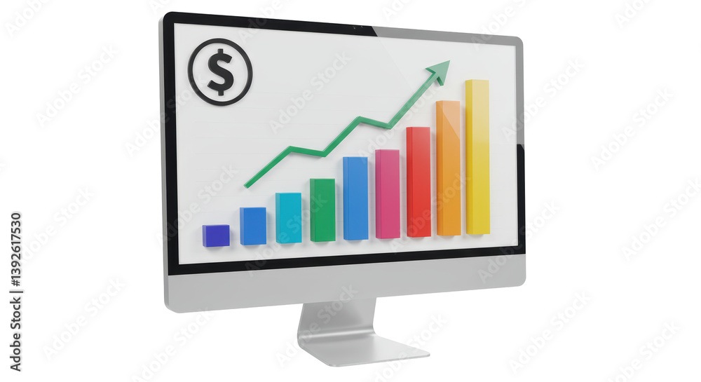 Isolated Computer Screen Displaying Business Growth Chart Isolated Computer Screen Displaying Business Growth Chart