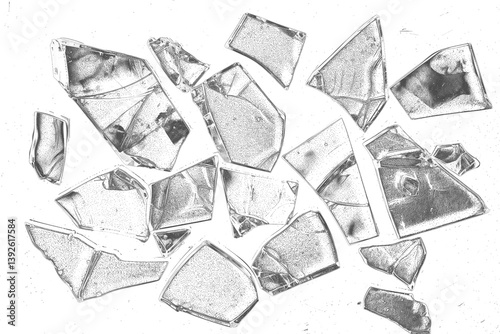 Shattered glass pieces