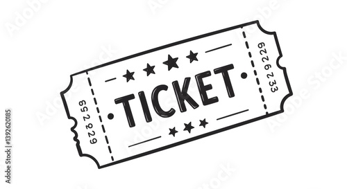 Black and White Ticket Illustration
