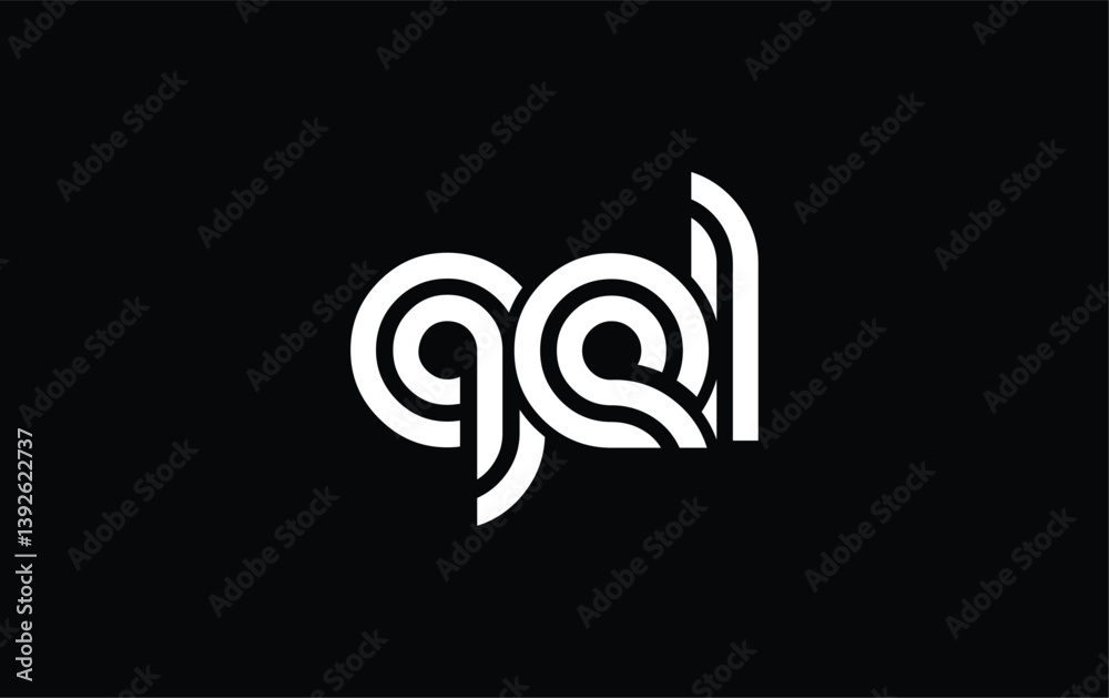 Obraz premium QEL Creative Unique Modern Letter Logo Design. Stylized logo featuring a unique letter design, presenting abstract minimalist aesthetics and modern appeal.