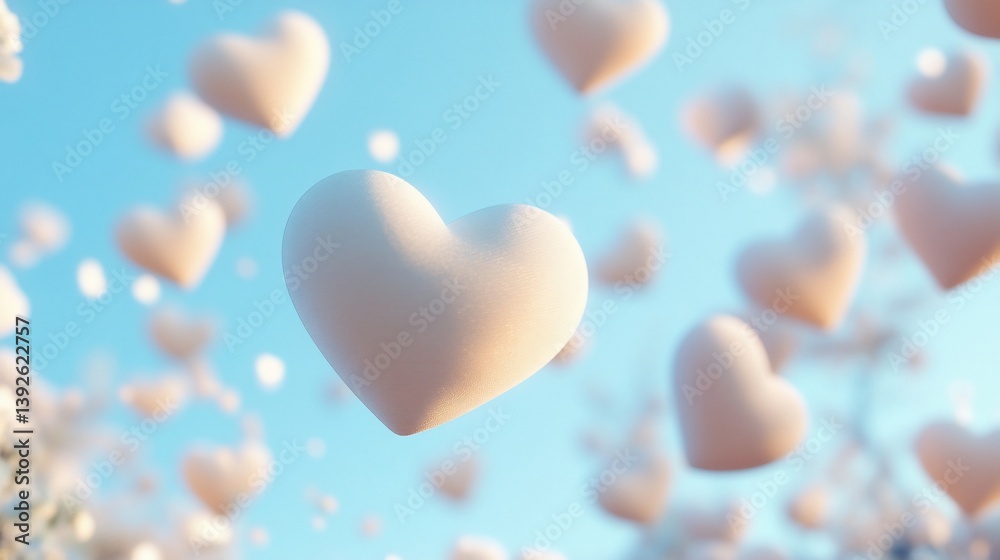 Obraz premium Floating hearts in soft light