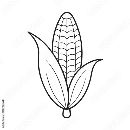 Sweet Corn Coloring Book Page Line Art Drawing
