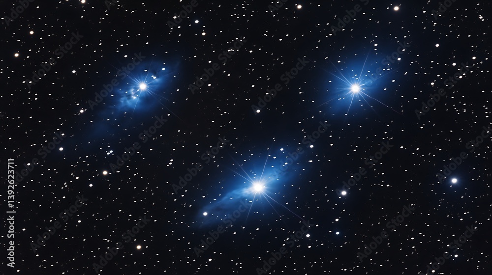 Fototapeta premium Beautiful pleia constellation displaying bright stars in a clear sky for stargazing enthusiasts