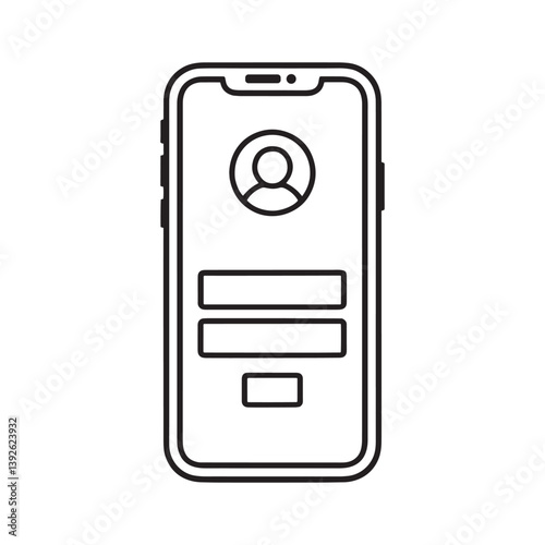 mobile login interface line art vector illustration