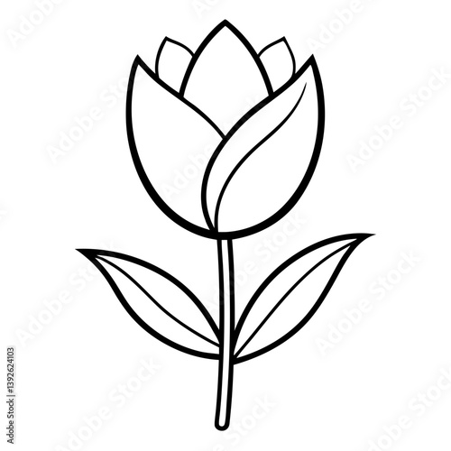 Tulip Flower Coloring Book Page Line Art Drawing