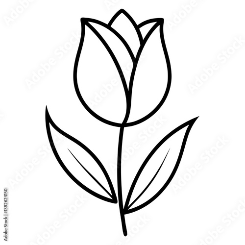 Tulip Flower Coloring Book Page Line Art Drawing