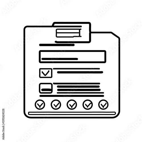 Signed contract icon, a document with a signature and a seal, thin outline strokes.