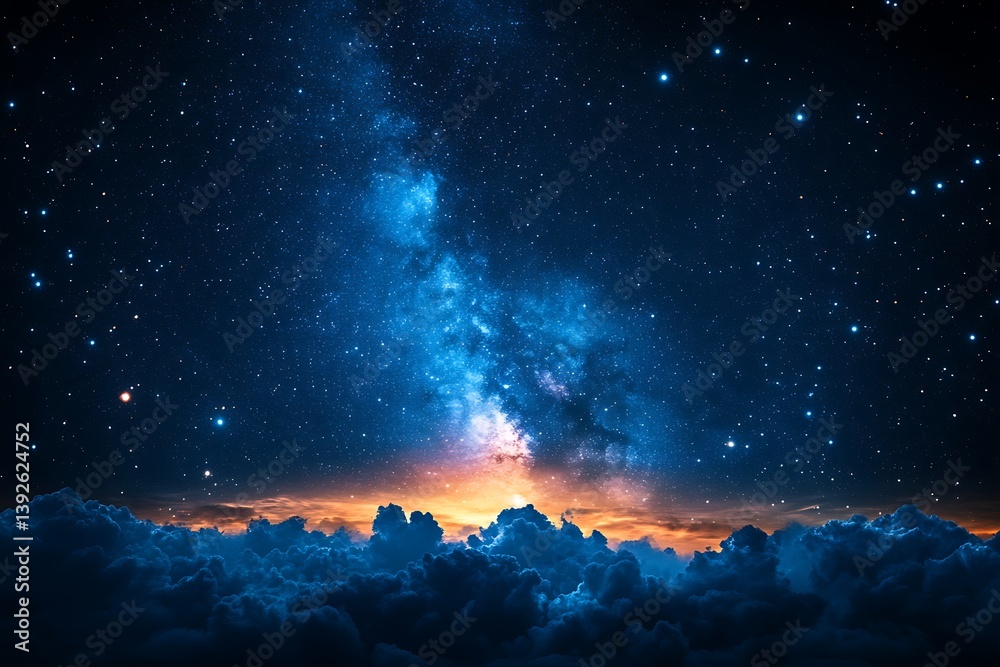 Obraz premium Celestial Sunset Milky Way over Dreamy Cloudscape.