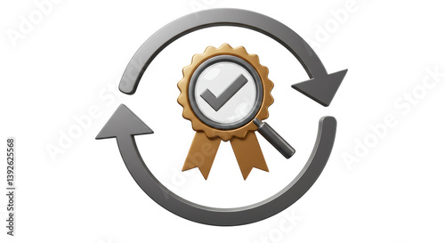 Isolated Quality Assurance Icon with Magnifying Glass and Check Mark