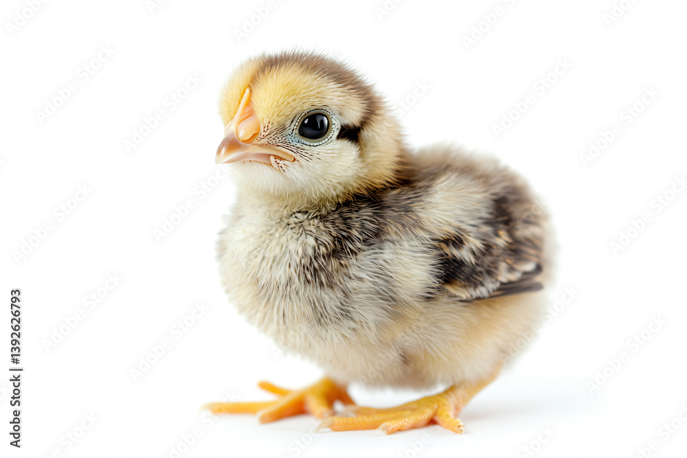 Obraz premium a small chicken standing on a white surface