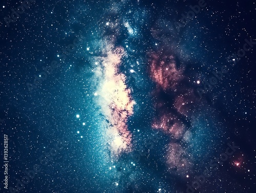 Stunning cosmic nebula surrounded by a dazzling star field illuminating the vast night sky