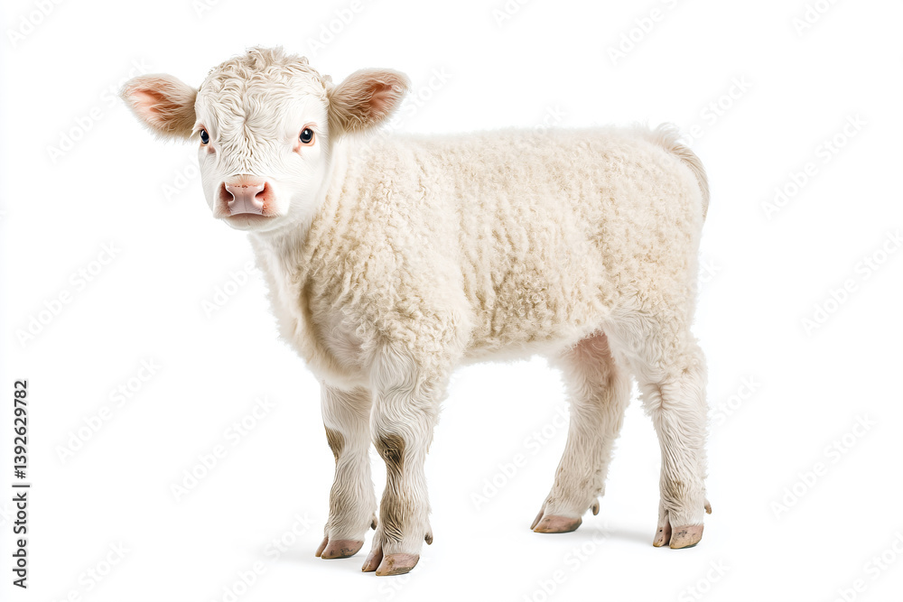 Fototapeta premium a baby cow standing on a white surface