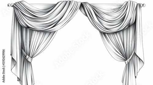 drawing curtain illustration