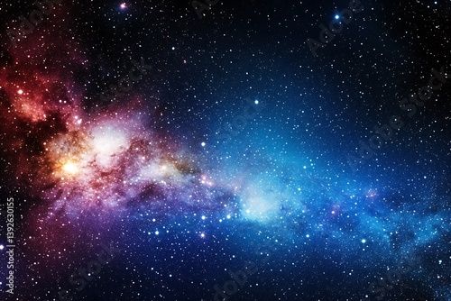 Breathtaking view of a colorful nebula surrounded by an expansive star field in the night sky photo