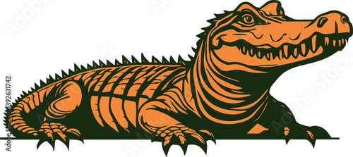 Crocodile art color sketch crocodile drawing art vector illustration. Scratch board imitation. Black and white image