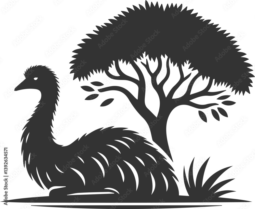 Obraz premium Emu bird vector silhouette