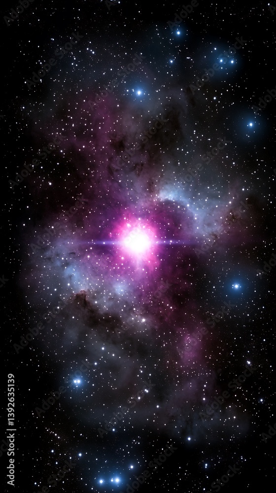 Fototapeta premium Majestic galactic nebula shining with brilliant colors and intricate patterns in the cosmic sky