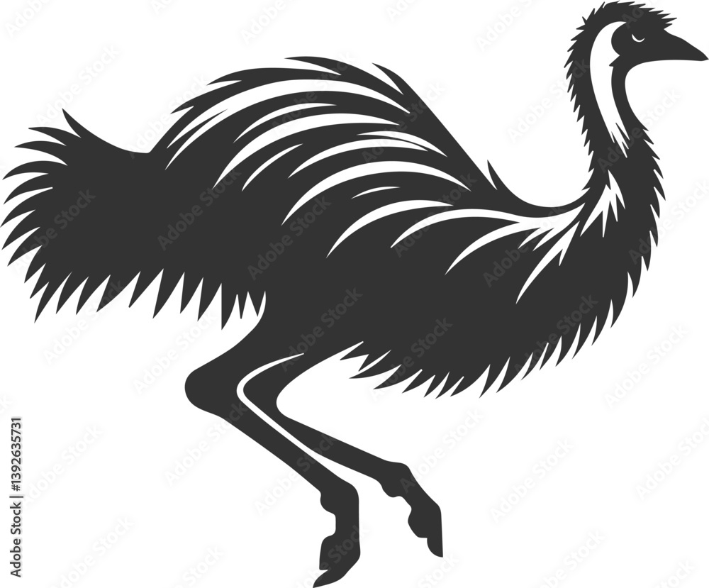 Fototapeta premium Emu bird vector silhouette