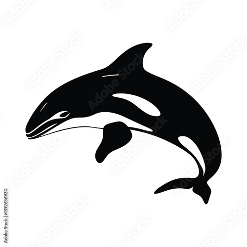 Minimal Beluga whale black silhouette