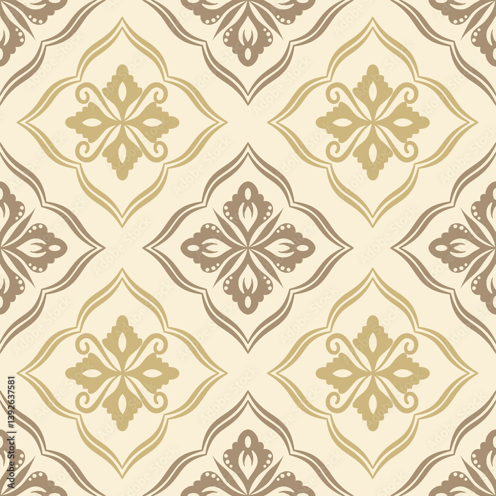 Damask seamless pattern with abstract ornament brown and gold color, vector illustration elegant for textile design, wall paper, bedding, curtains, cushion cover, rug, scarf, vintage style, decoration Damask seamless pattern with abstract ornament brown and gold color, vector illustration elegant for textile design, wall paper, bedding, curtains, cushion cover, rug, scarf, vintage style, decoration