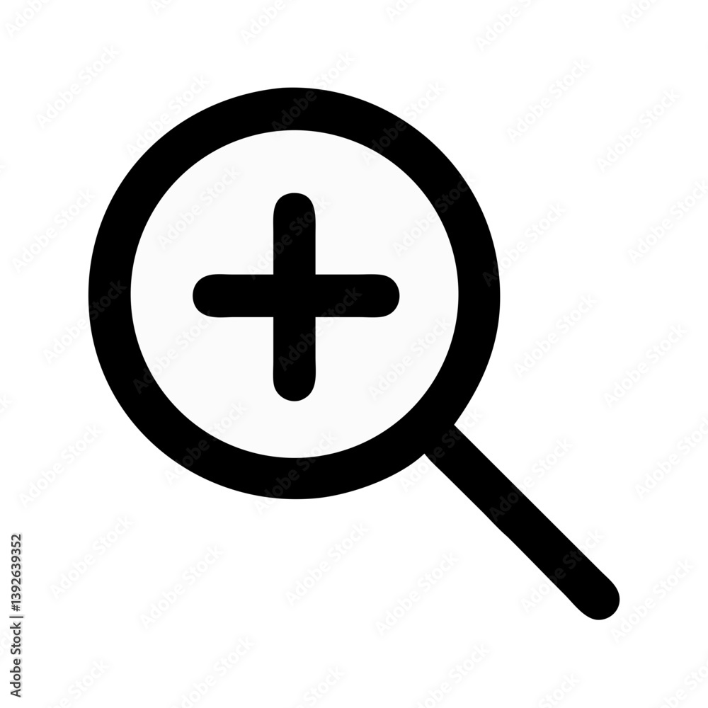 Magnifying Glass with Plus for Zoom In Icon Design Magnifying Glass with Plus for Zoom In Icon Design