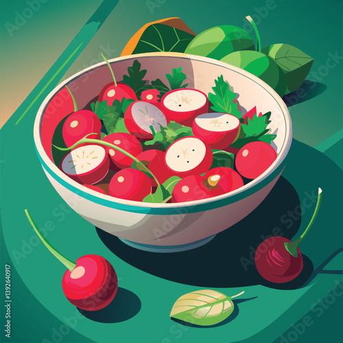 Colorful radish salad in a bowl.