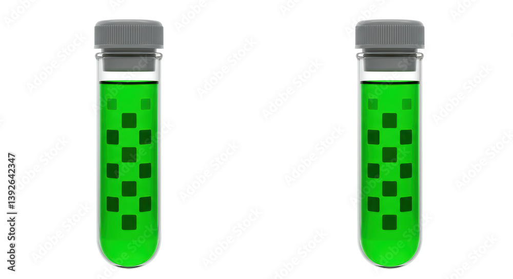 Isolated Two Test Tubes Filled with Green Liquid Solution Isolated Two Test Tubes Filled with Green Liquid Solution