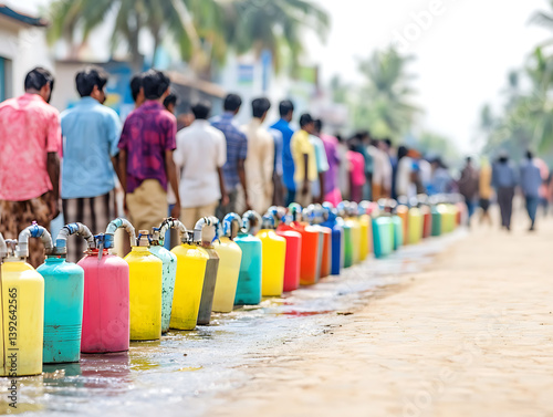 Wallpaper Mural Water distribution queue rural community photo outdoor side view social issues Torontodigital.ca