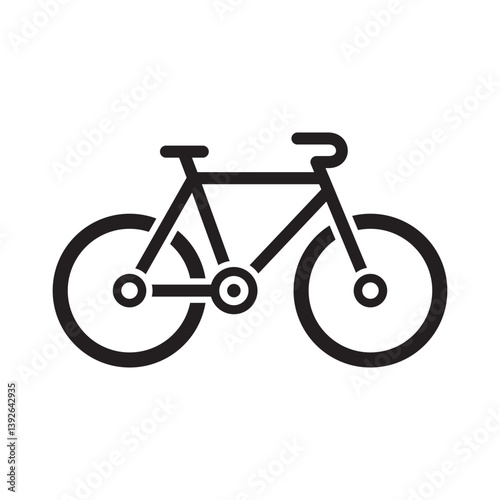 Simple black bicycle outline icon on a white background, perfect for transport apps, cycling events, bike-sharing platforms, fitness visuals, and eco-friendly lifestyle designs. Clean and modern.