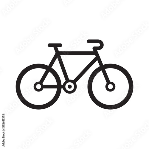 Minimalist black bicycle line icon on white background. Ideal for transportation themes, eco travel, cycling apps, bike rentals, and educational materials. Clean and modern vector outline.