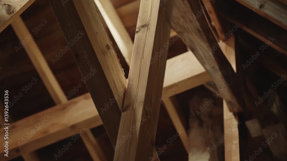 A carpenter installing wooden beams in a building. Featuring precision and expertise A carpenter installing wooden beams in a building. Featuring precision and expertise