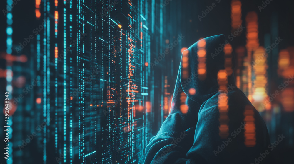 Fototapeta premium Hacker are planning to hack and attack networks and cyber security systems.abstract innovative cyber security network, using interconnected nodes to represent business partnerships on the Smart ciyt