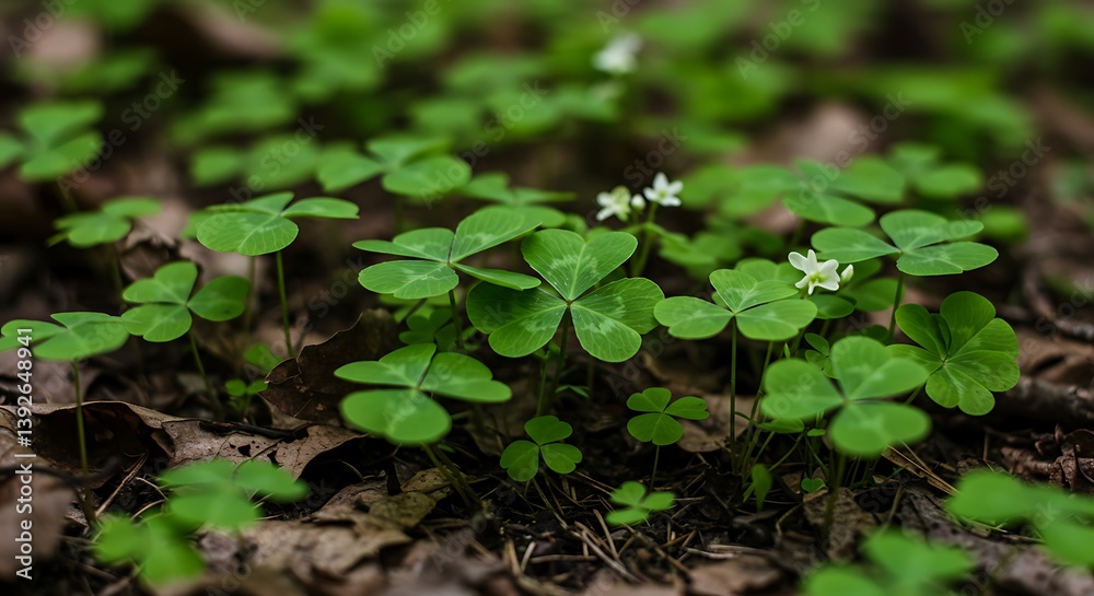 Springtime Clover Bloom in the Forest Undergrowth AI Generated Springtime Clover Bloom in the Forest Undergrowth AI Generated