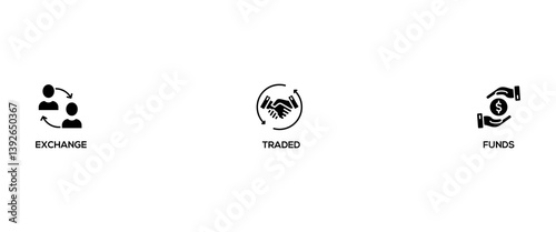 ETF banner web icon vector illustration concept Exchange Traded Funds Stock Market Investment with icon of money, cash flow, trading, transaction, bank, accounting, and growth
