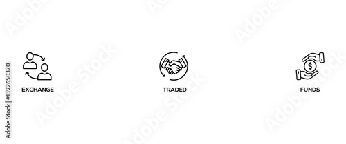 ETF banner web icon vector illustration concept Exchange Traded Funds Stock Market Investment with icon of money, cash flow, trading, transaction, bank, accounting, and growth

