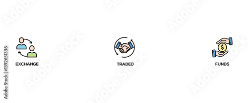 ETF banner web icon vector illustration concept Exchange Traded Funds Stock Market Investment with icon of money, cash flow, trading, transaction, bank, accounting, and growth
