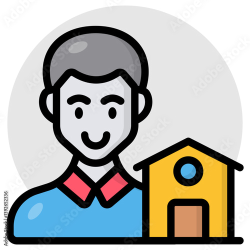 A flat design icon estate agent 