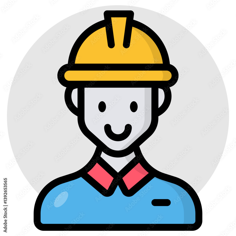 Avatar wearing hard hat, icon of labours Avatar wearing hard hat, icon of labours