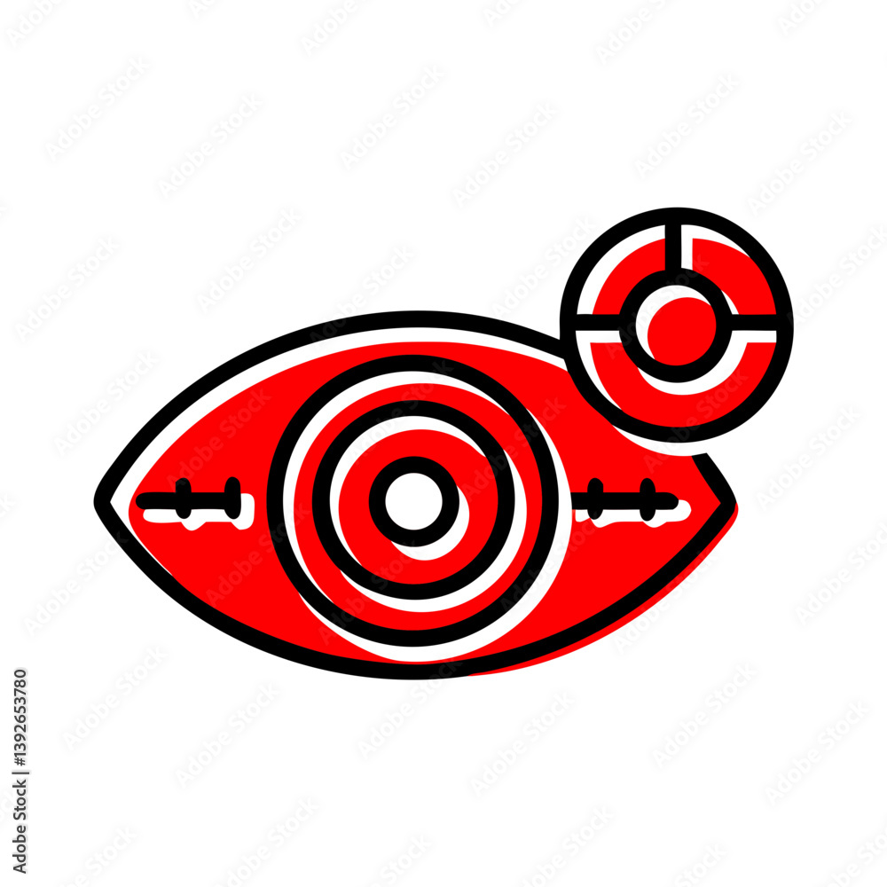 Optometry Icon Design in Red and Black Style on Transparent Background  