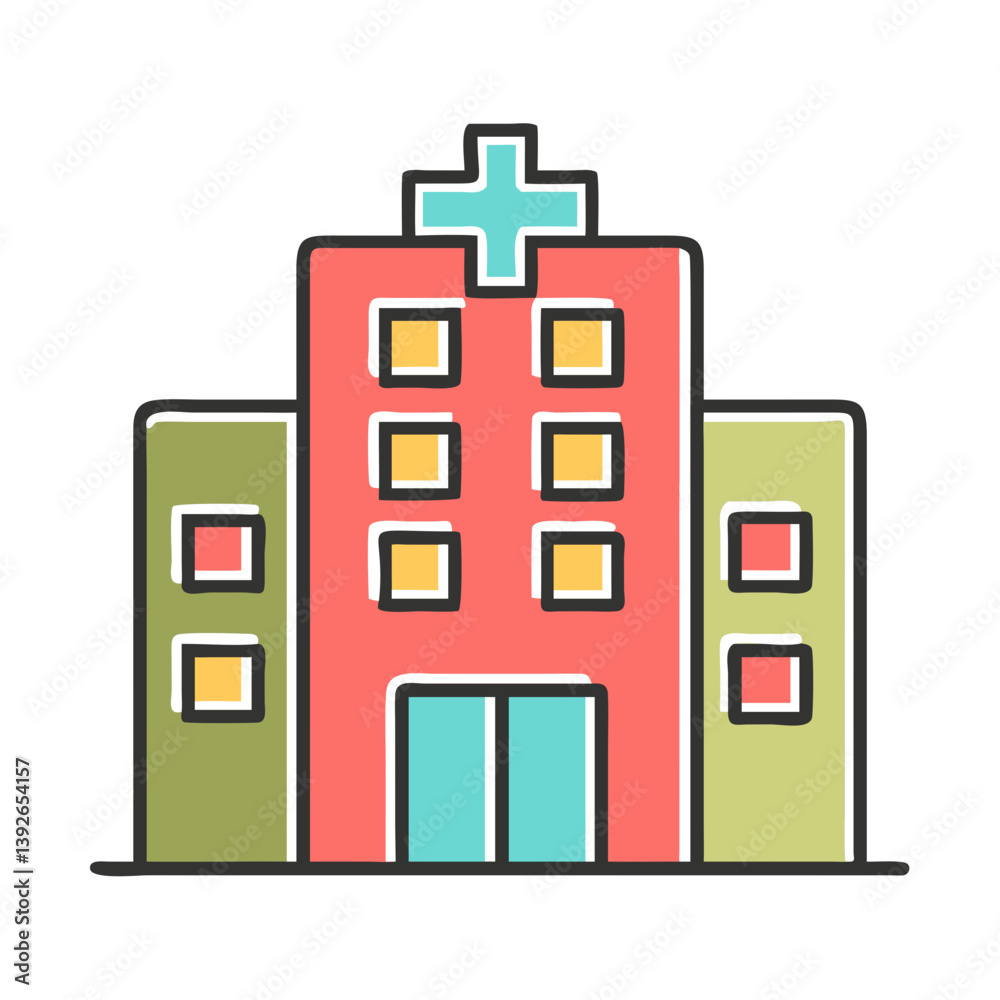 Hospital icon with colorful design on a transparent background Hospital icon with colorful design on a transparent background