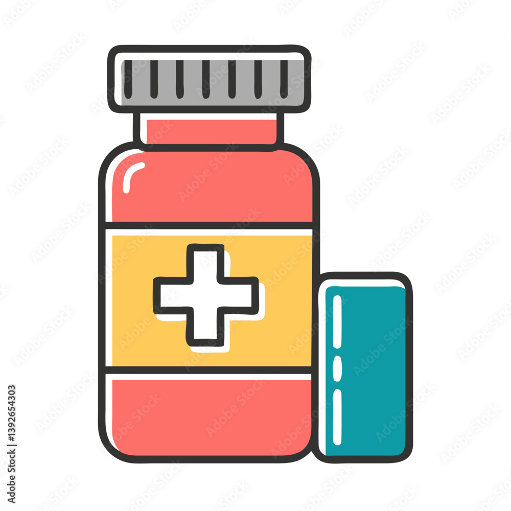 Prescription bottle with a capsule on a transparent background Prescription bottle with a capsule on a transparent background
