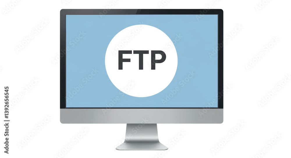 Isolated Monitor Displaying FTP Protocol Icon Data Transfer Isolated Monitor Displaying FTP Protocol Icon Data Transfer