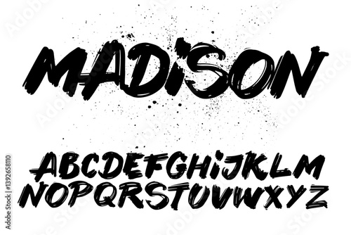 Hand drawn textured brush strokes vector letters. Grungy brush style artistic font for your design and creative typography projects. Vintage retro typeface with grunge effect and splatter details.