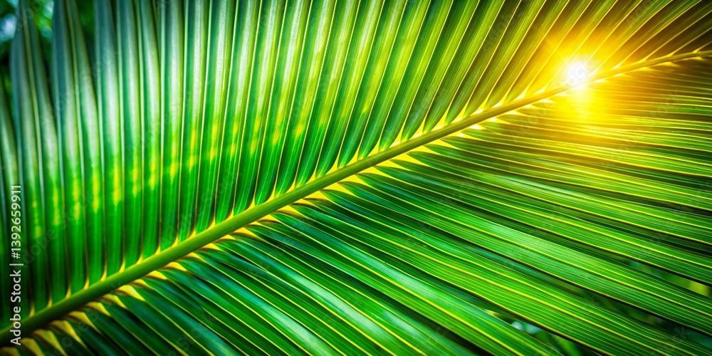 Obraz premium Closeup Drone Shot of a Vibrant Coconut Palm Leaf A Tropical Oasis Captured in Stunning Detail