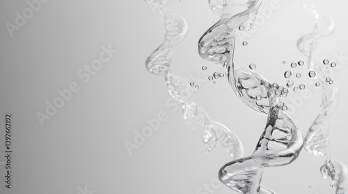 Abstract silver DNA structure with metallic sheen, representing gene mutation and biotech advancement