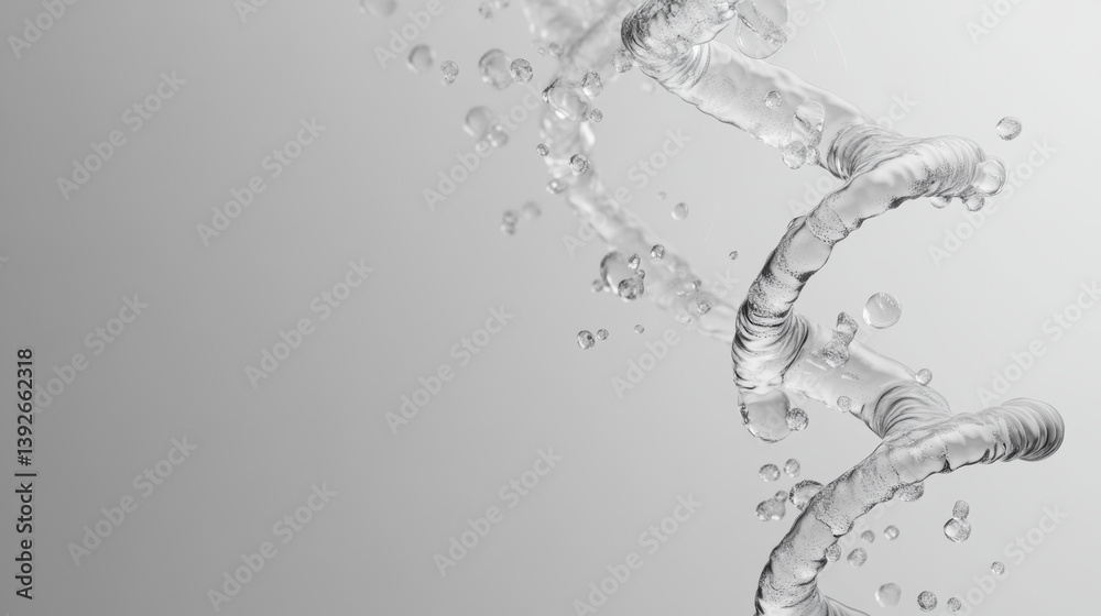 Abstract metallic RNA in genesis stage, conceptual image of abiogenesis and early genetic mutation process.