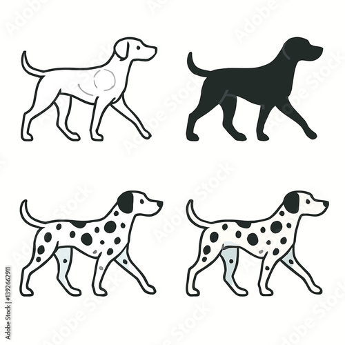 Dalmatian Dog Vector Pet icon Isolated Set.
