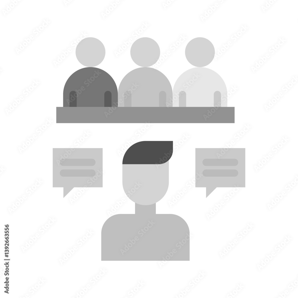 Panel Interview icon vector image. Suitable for mobile apps, web apps and print media. Panel Interview icon vector image. Suitable for mobile apps, web apps and print media.