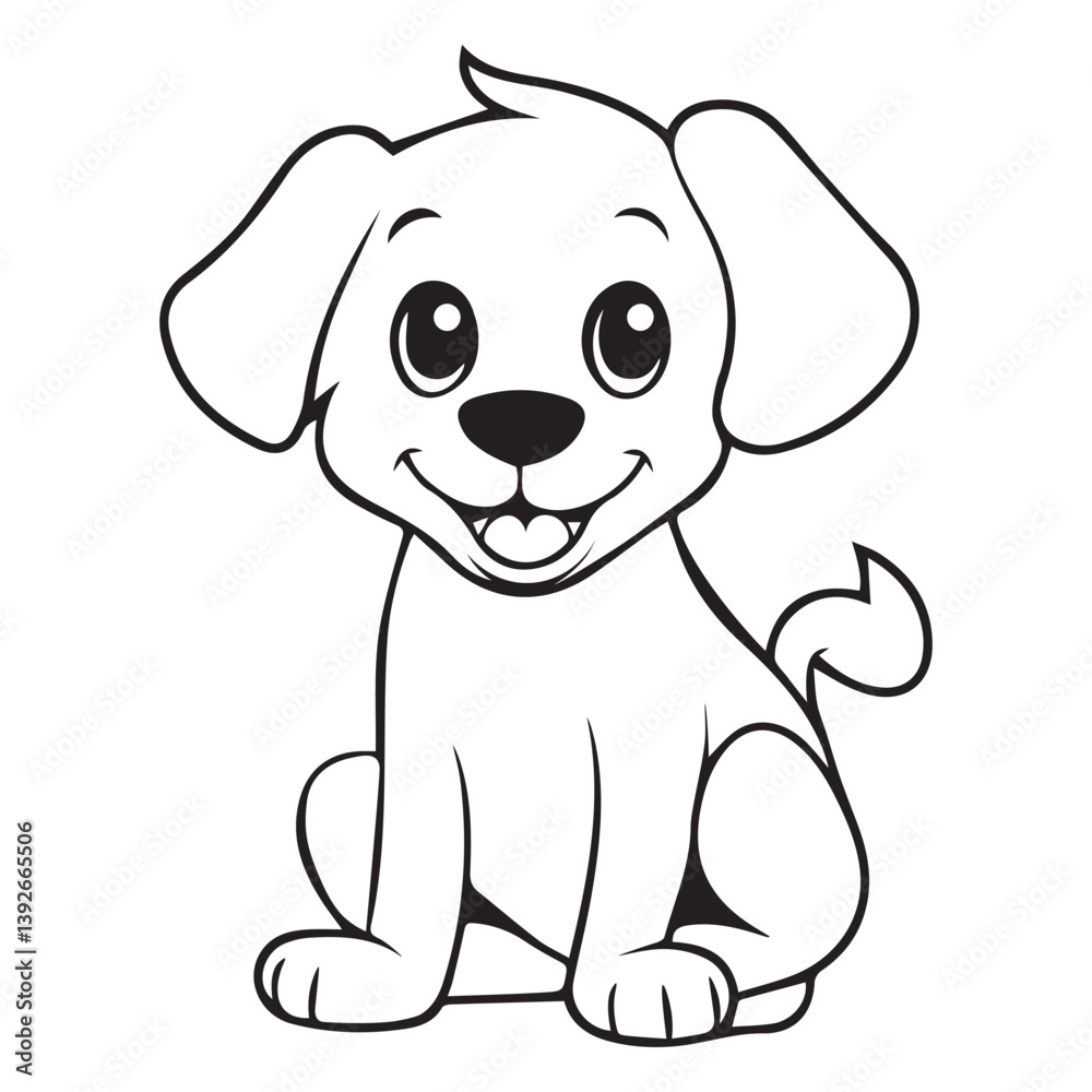 Fototapeta premium coloring page dog vector simple character dog