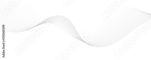 Abstract gray color linear background. Flowing particles future technology concept abstract gray wave curve lines banner.